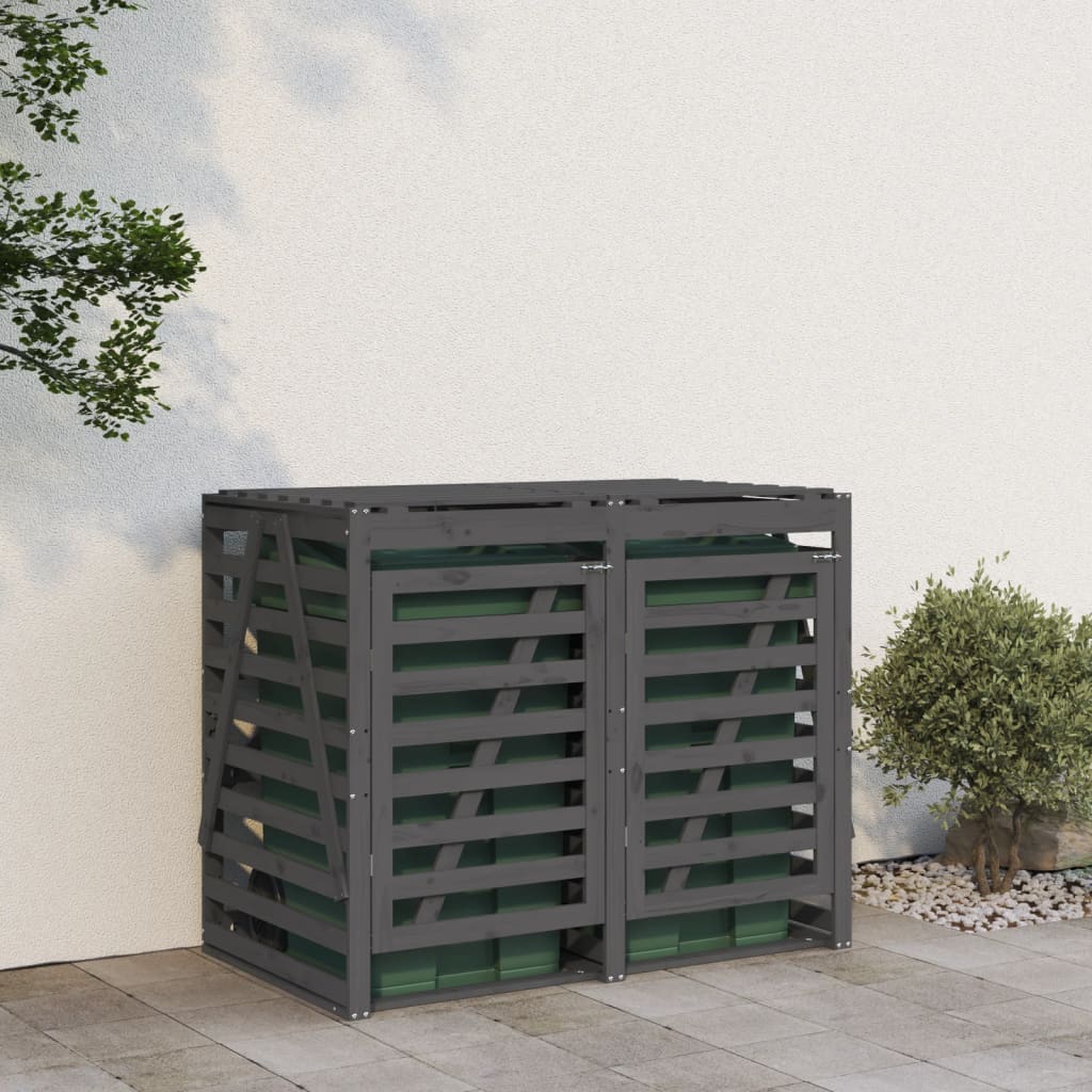 VidaXL Container-Aufbewahrung, doppelt, massives Kiefernholz, grau
