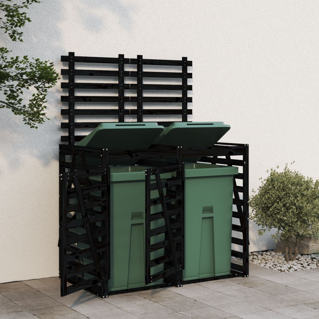 VidaXL Container-Aufbewahrung doppelt aus massivem Kiefernholz schwarz