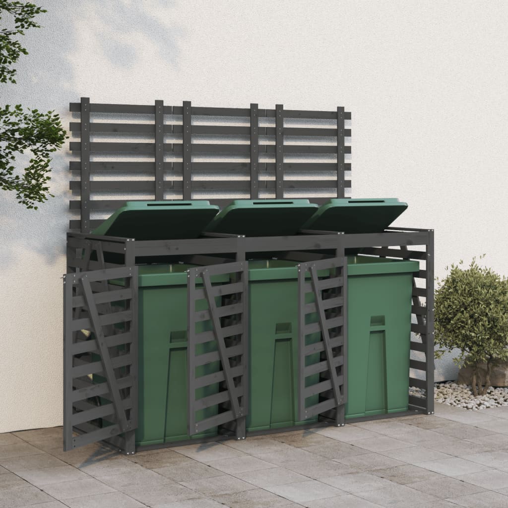 VidaXL Containeraufbewahrung dreifach aus massivem Kiefernholz grau
