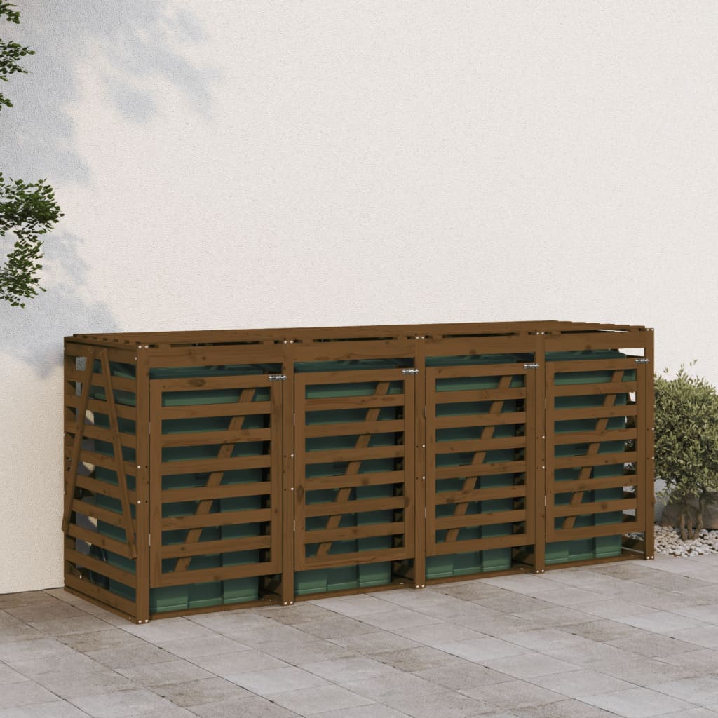 VidaXL Container-Aufbewahrung vierfach aus massivem Kiefernholz honigbraun