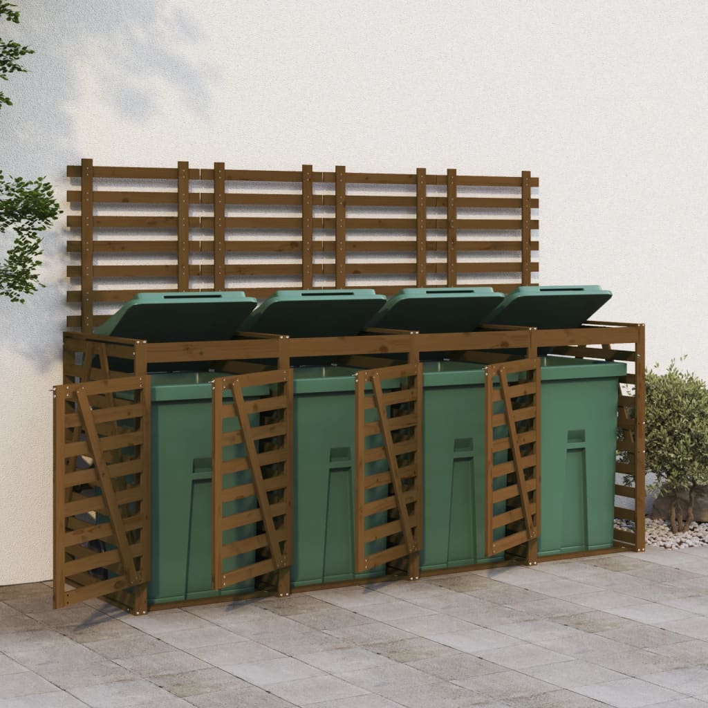 VidaXL Container-Aufbewahrung vierfach aus massivem Kiefernholz honigbraun