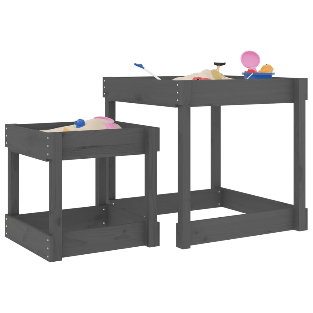VidaXL Sandtische 2 Stk. massives Kiefernholz grau
