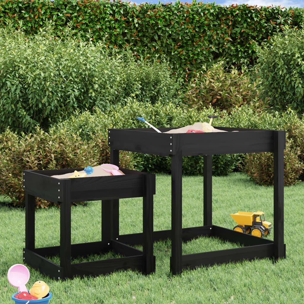 VidaXL Sandtische 2 Stk. massives Kiefernholz schwarz