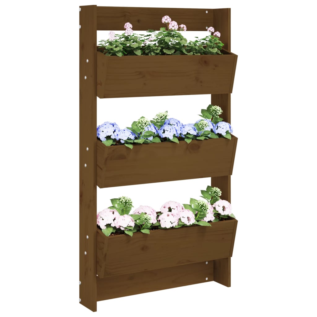 Vidaxx Pflanzgefäßwand 3-schichtig 60x18,5x110 cm Kiefernholz honigbraun