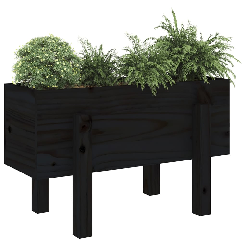 Vidaxx Pflanzgefäß 62x30x38 cm massives Kiefernholz schwarz