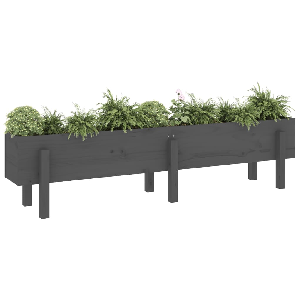 Vidaxx Pflanzkübel erhöht 160x30x38 cm massives Kiefernholz grau