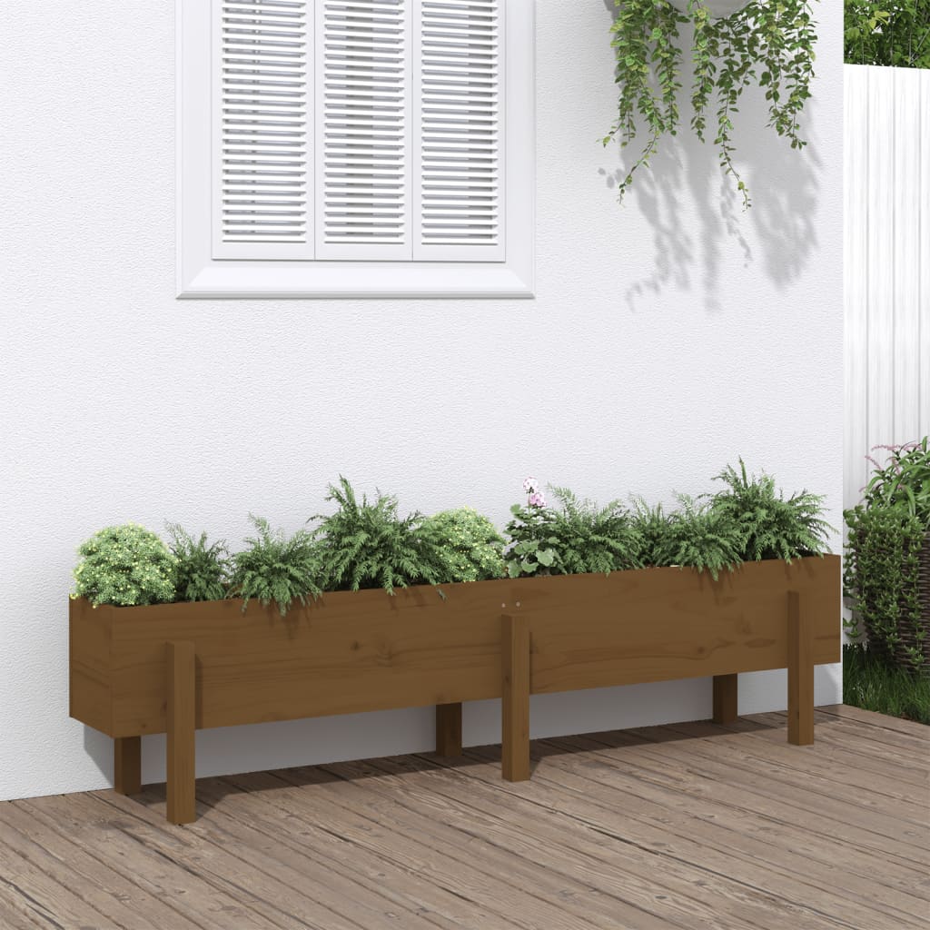 Vidaxx Pflanzgefäß erhöht 160x30x38 cm massives Kiefernholz honigbraun