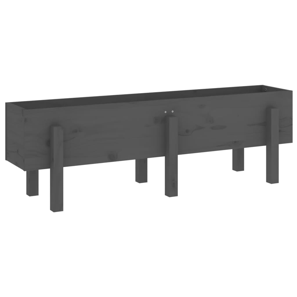 Vidaxx Pflanzgefäß erhöht 121x30x38 cm massives Kiefernholz grau