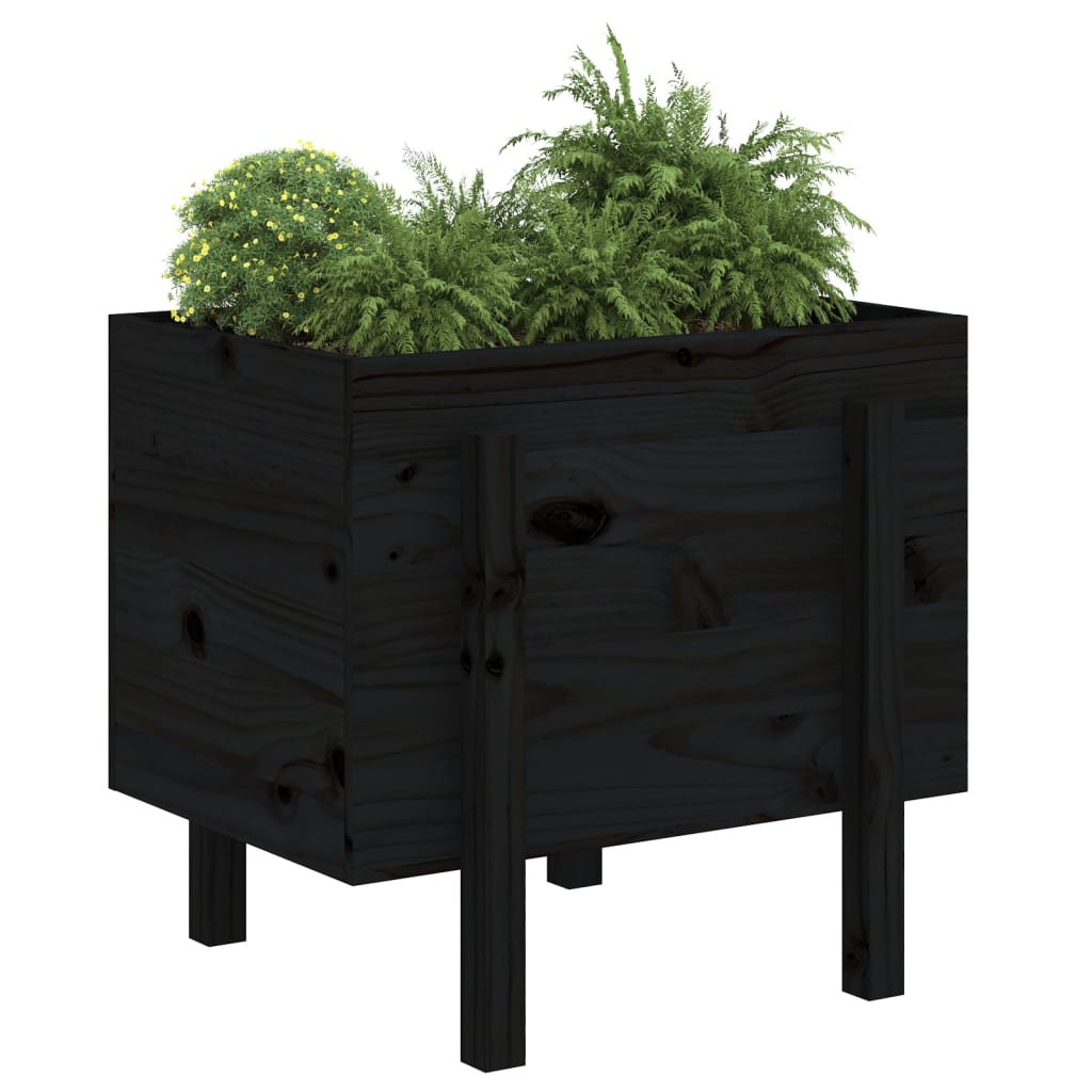 Vidaxx Pflanzgefäß 62x50x57 cm massives Kiefernholz schwarz