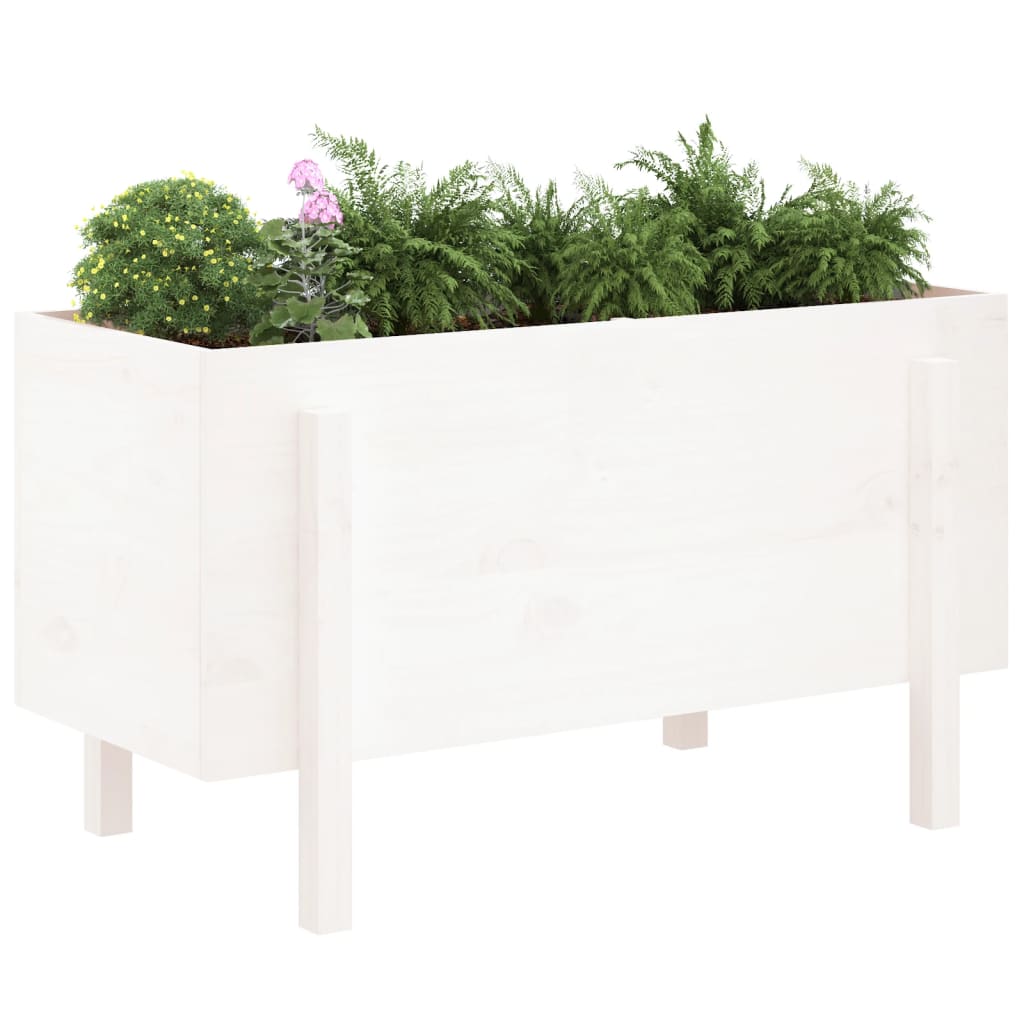 Vidaxx Pflanzgefäß erhöht 101x50x57 cm massives Kiefernholz weiß