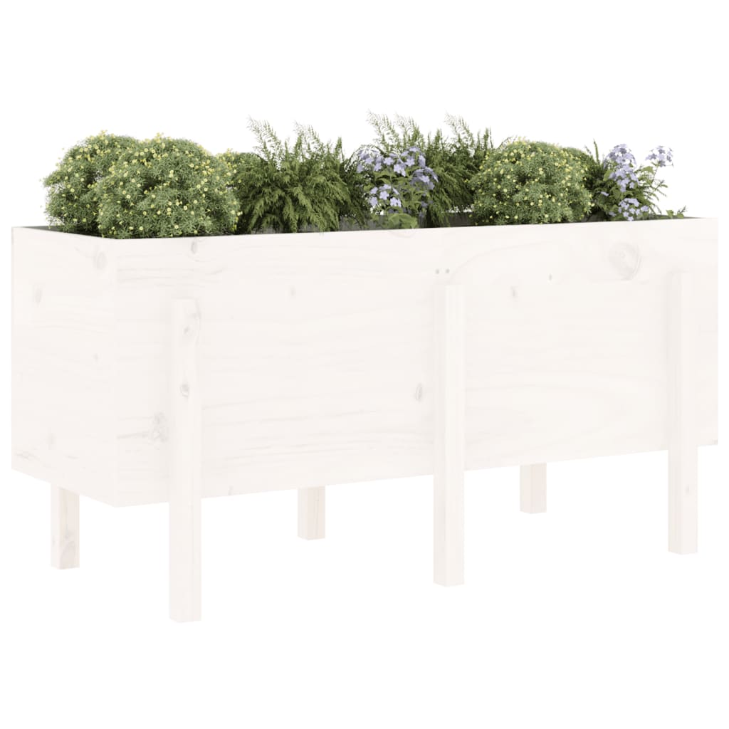Vidaxx Pflanzkübel erhöht 121x50x57 cm massives Kiefernholz weiß