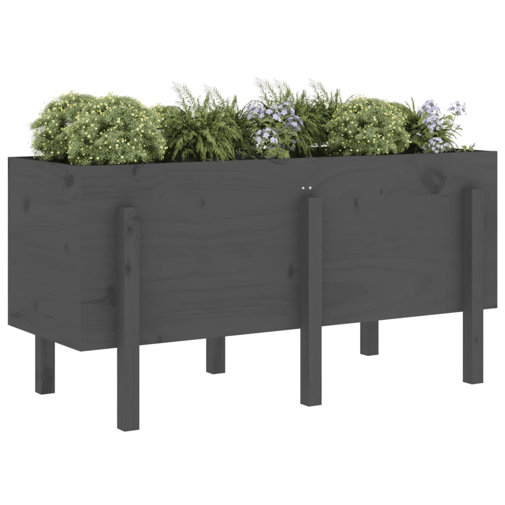 Vidaxx Pflanzgefäß erhöht 121x50x57 cm massives Kiefernholz grau