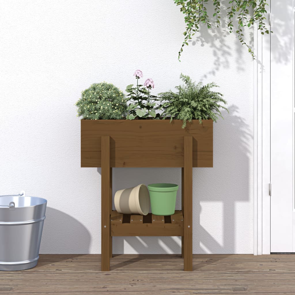 Vidaxx Pflanzgefäß 62x30x69 cm massives Kiefernholz honigbraun