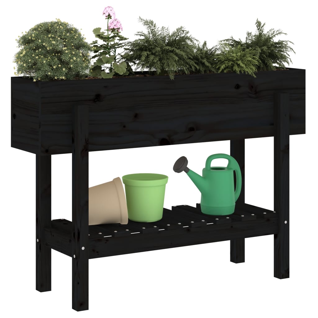 Vidaxx Pflanzgefäß erhöht 101x30x69 cm massives Kiefernholz schwarz