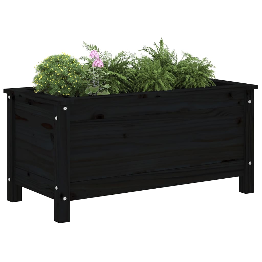 VidaXL Pflanzgefäß 82,5x40x39 cm massives Kiefernholz schwarz