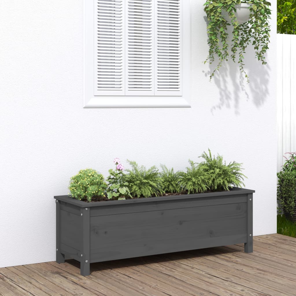 Vidaxx Pflanzgefäß erhöht 119,5x40x39 cm massives Kiefernholz grau