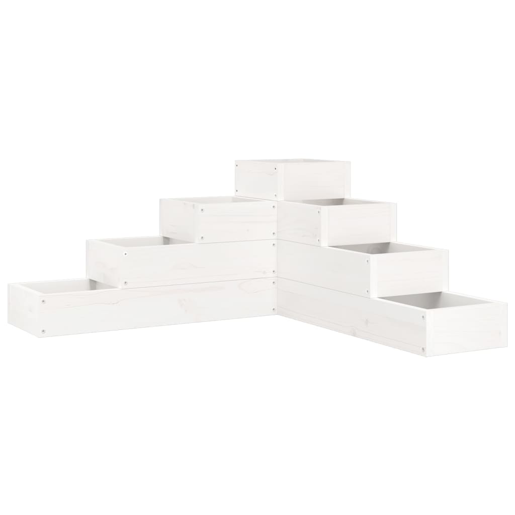 VidaXL Pflanzgefäß 4-lagig 80,5x79x36 cm massives Kiefernholz weiß
