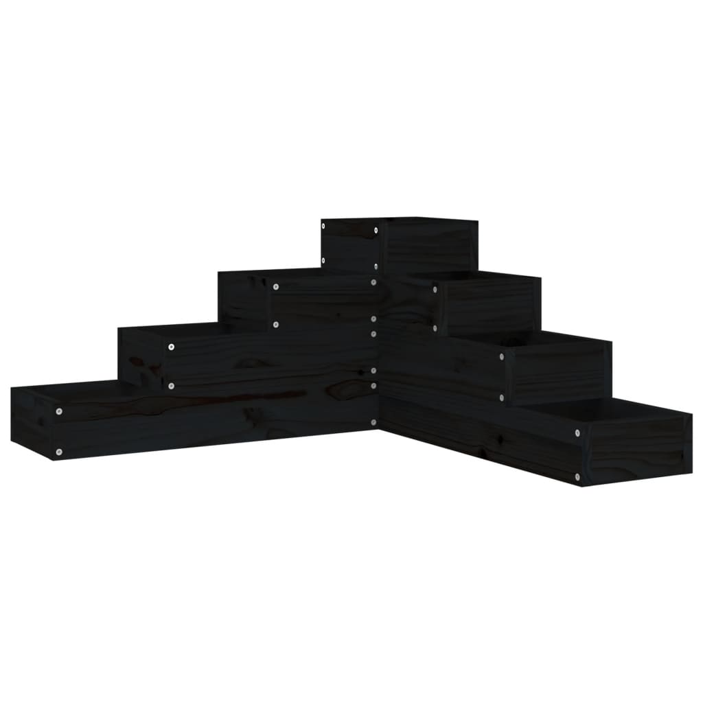 VidaXL Pflanzgefäß 4-stöckig 80,5x79x36 cm massives Kiefernholz schwarz