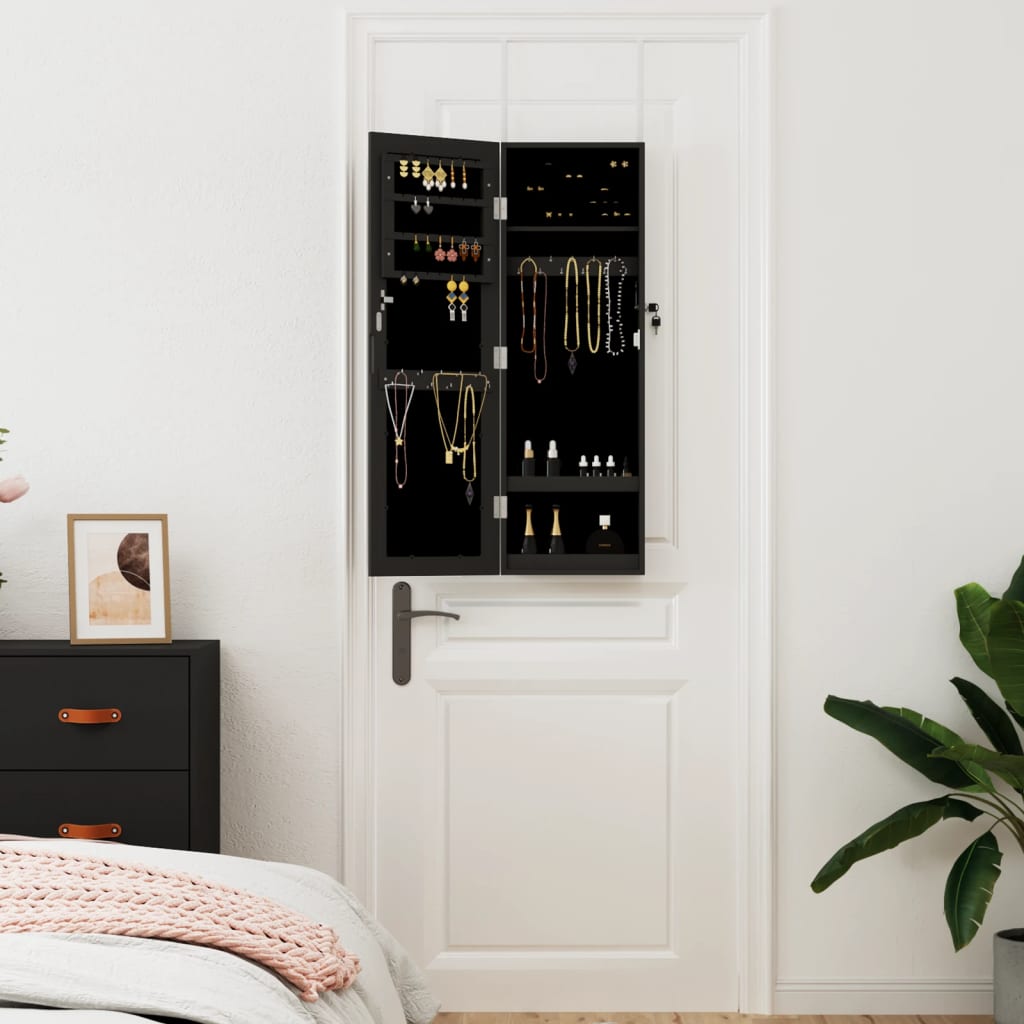 Vidaxx Schmuckschrank mit Spiegel zur Wandmontage 30x8,5x90 cm schwarz