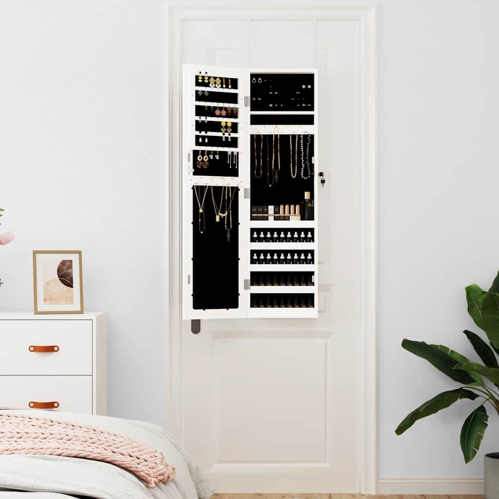 Vidaxx Schmuckschrank mit Spiegel zur Wandmontage 30x8,5x106 cm weiß