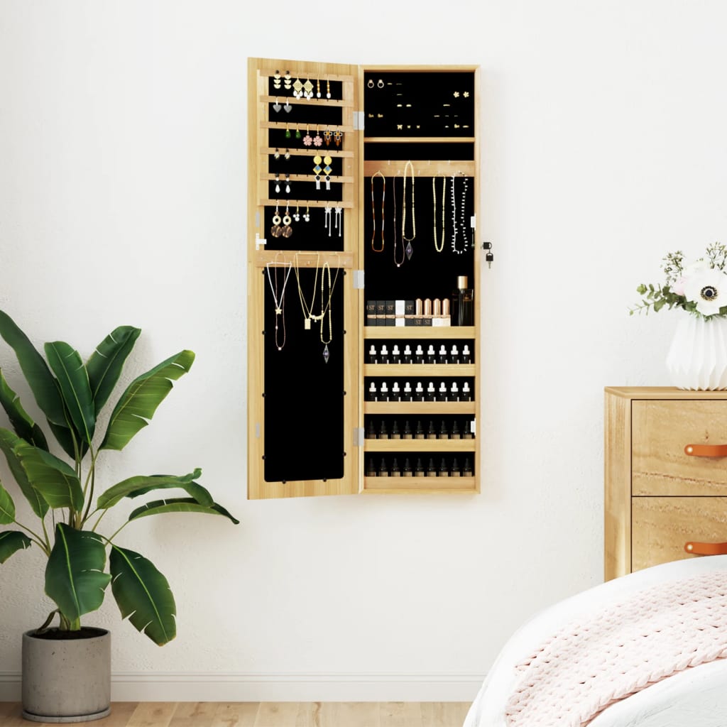 VidaXL Schmuckschrank mit Spiegel zur Wandmontage 30x8,5x106 cm