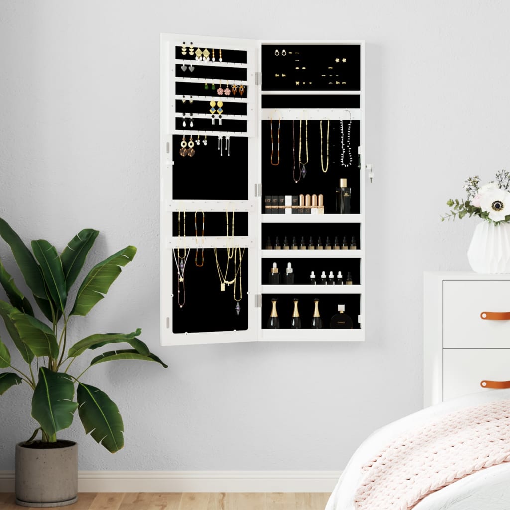 Vidaxx Schmuckschrank mit Spiegel zur Wandmontage 37,5x10x106 cm weiß
