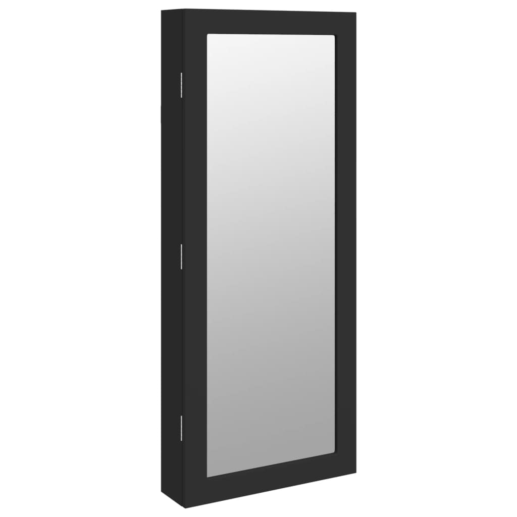 Vidaxx Schmuckschrank mit Spiegel und LED-Wandmontage in Schwarz