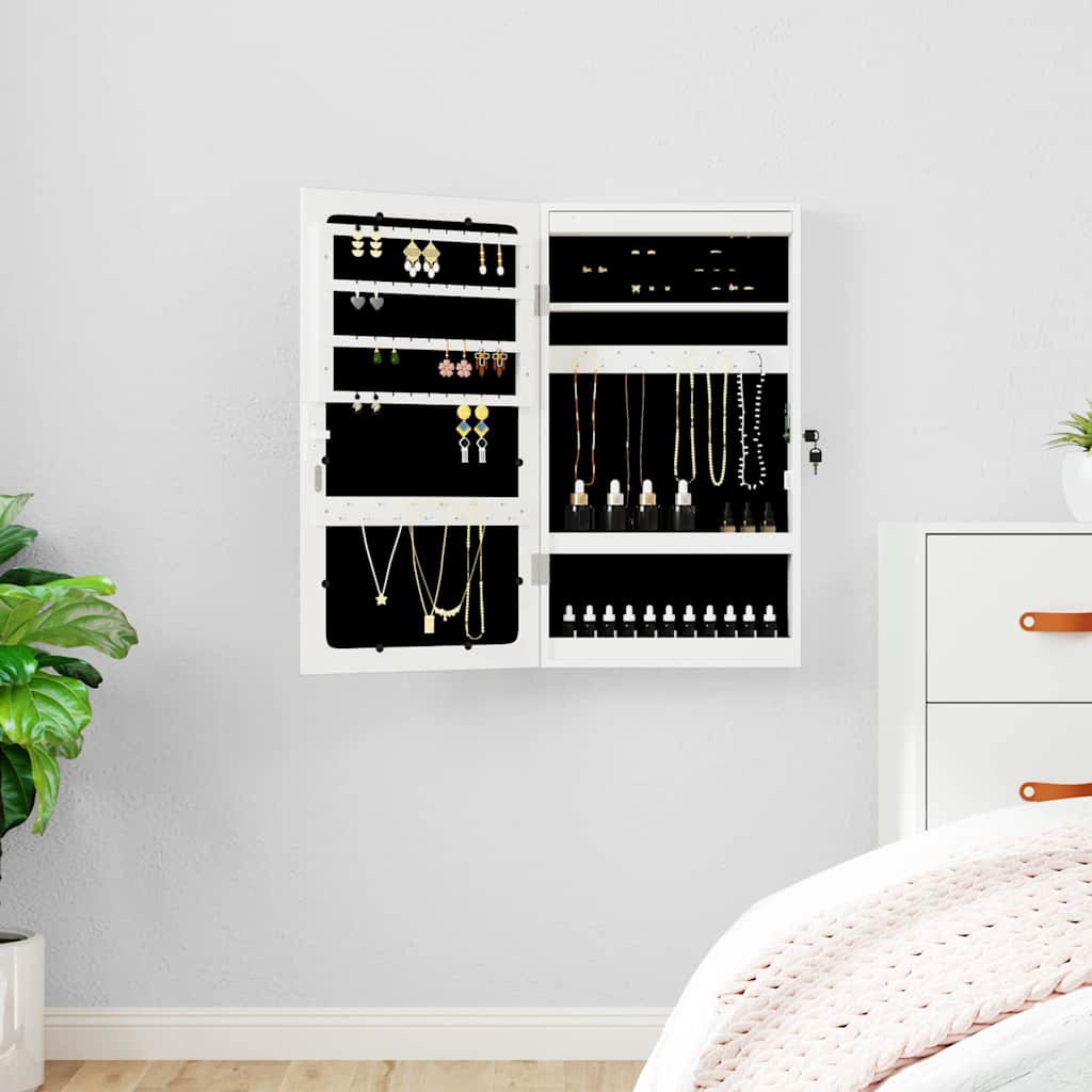 Vidaxx Schmuckschrank mit Spiegel und LED-Wandmontage weiß