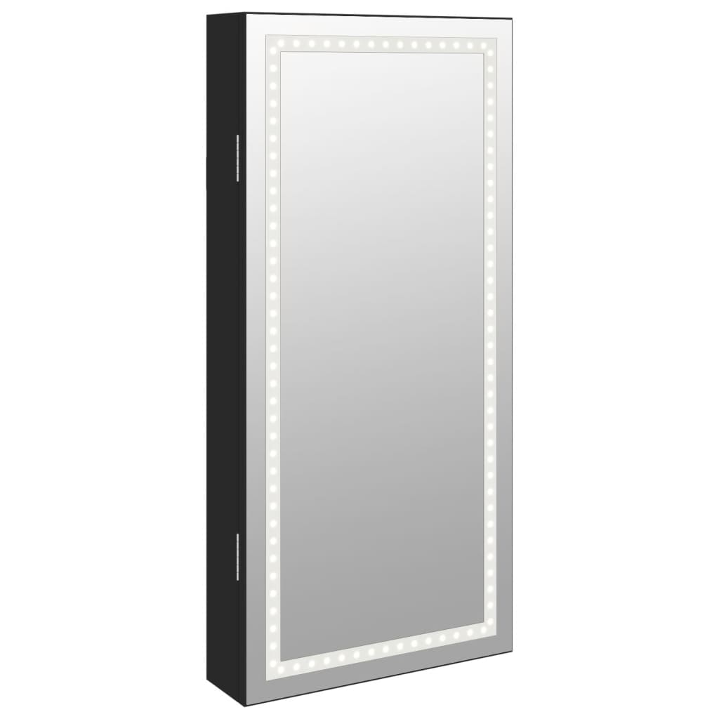 Vidaxx Schmuckschrank mit Spiegel und LED-Wandmontage in Schwarz