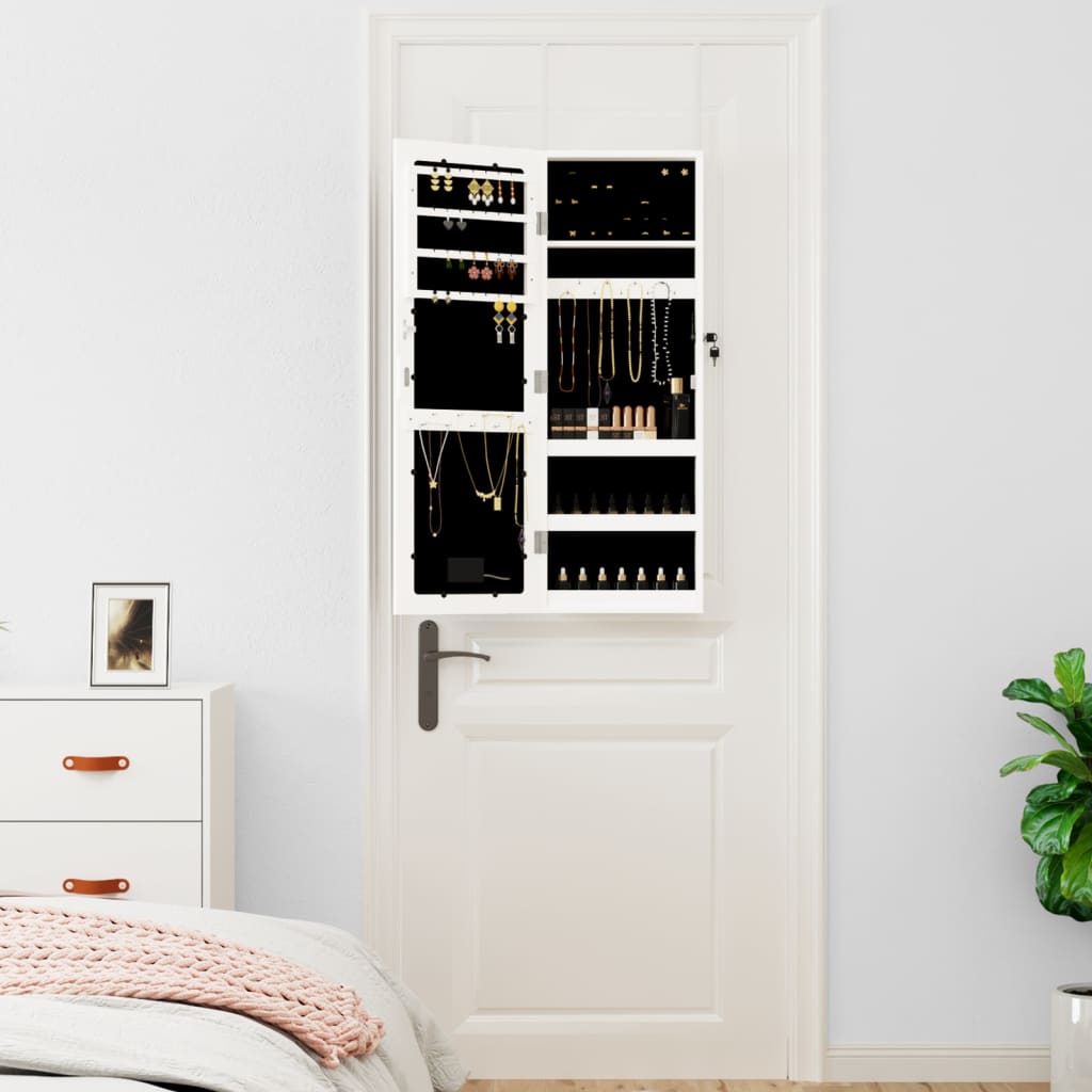 Vidaxx Schmuckschrank mit Spiegel und LED-Wandmontage weiß