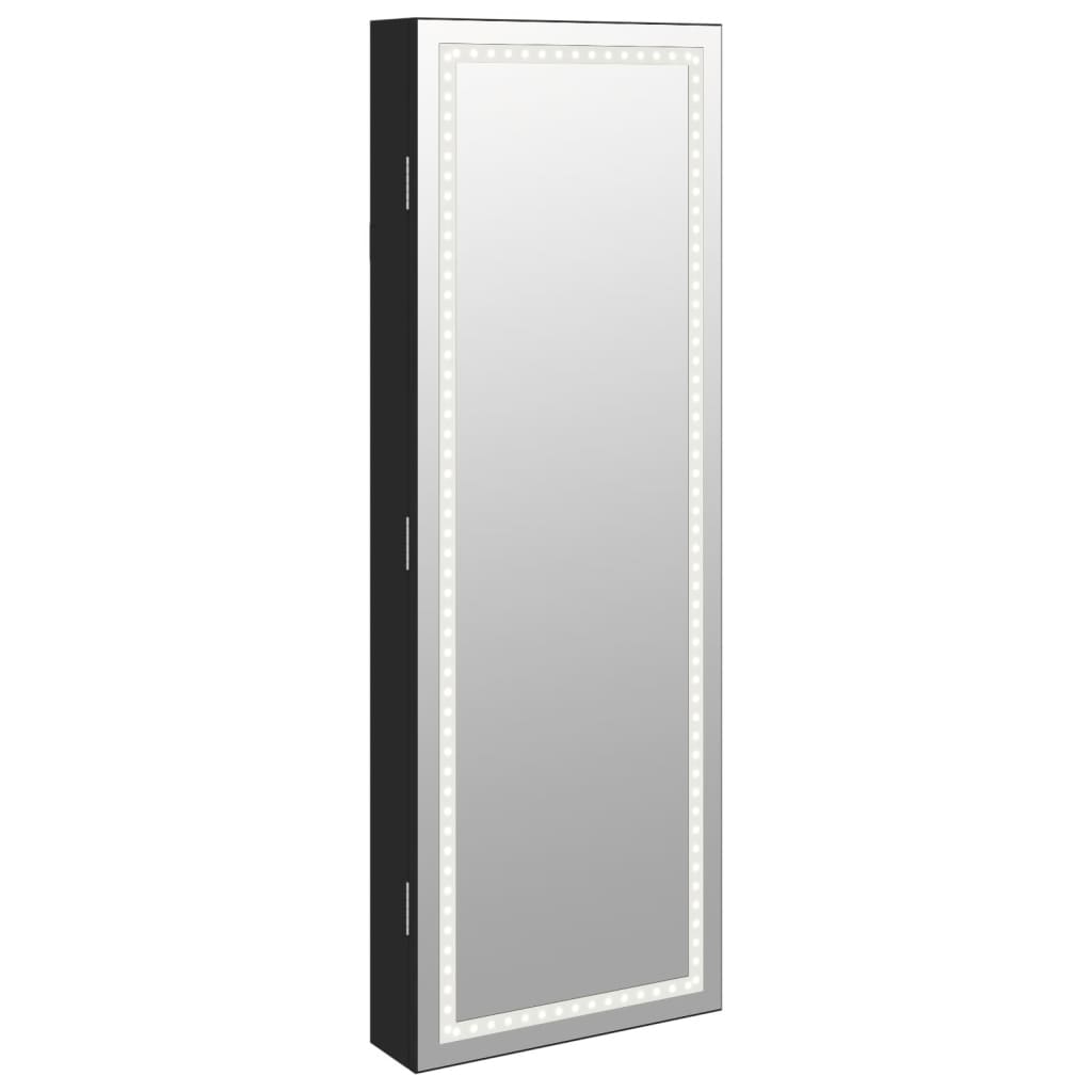 Vidaxx Schmuckschrank mit Spiegel und LED-Wandmontage in Schwarz