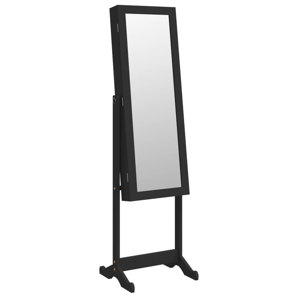 VidaXL Schmuckschrank mit Spiegel und LED-Beleuchtung freistehend schwarz