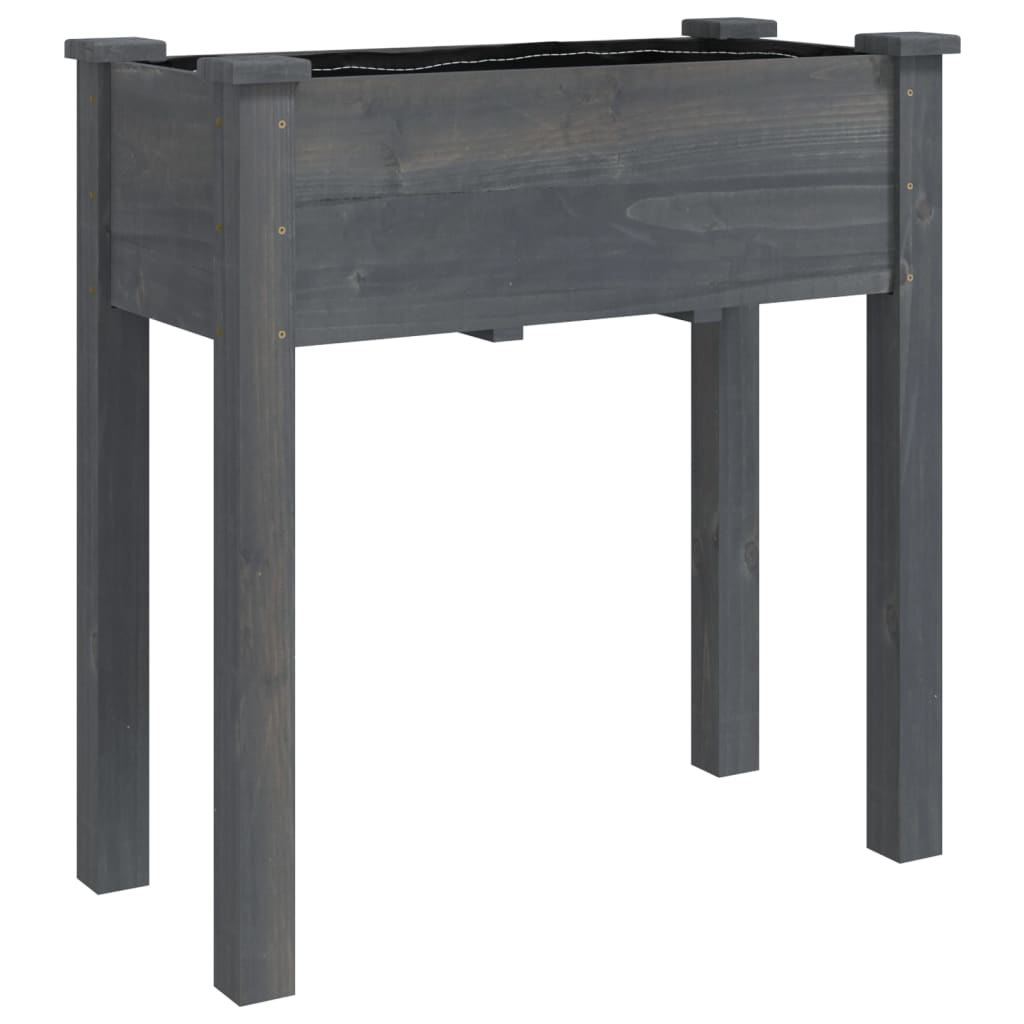 VidaXL Pflanzgefäß mit Futter 71x37x76 cm massives Kiefernholz grau