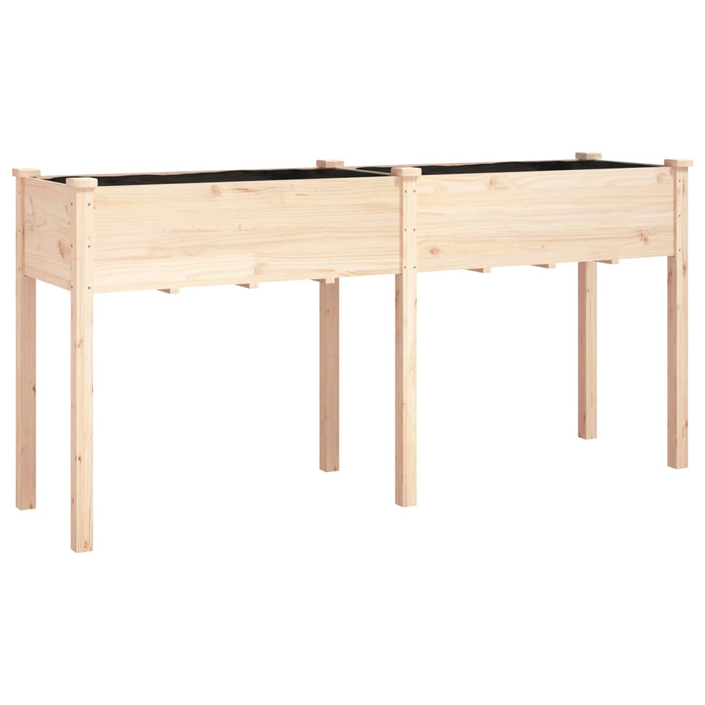 Vidaxxl Pflanzgefäß mit Futter 161x45x76 cm aus massivem Kiefernholz