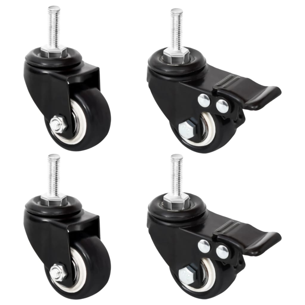 VidaXL Räder für Pflanzgefäß 4 Stück 8x3,5x8 cm Eisen schwarz