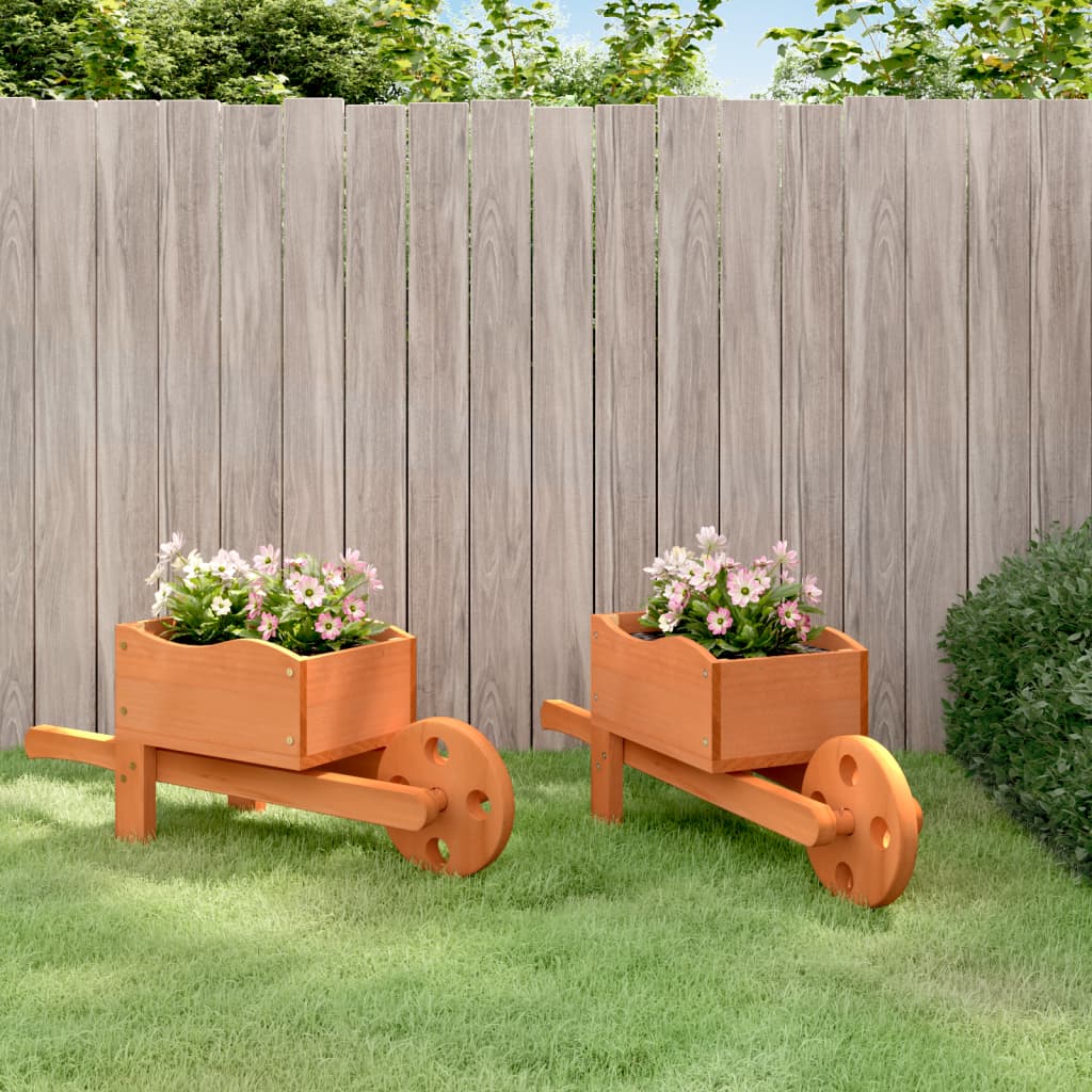 Vidaxx Pflanzgefäße Schubkarre 2 Stk. 47x15x19 cm massives Kiefernholz