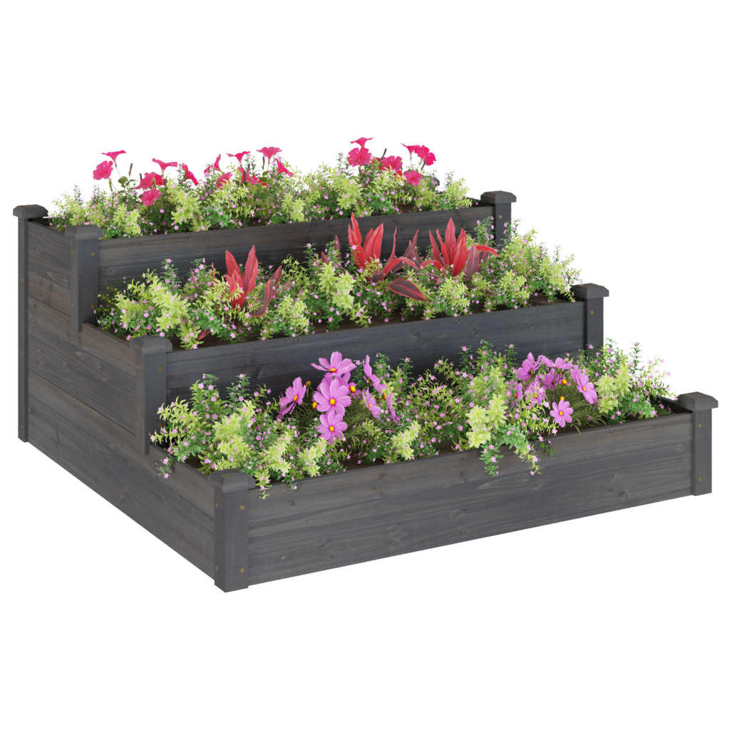 Vidaxx Pflanzkübel erhöht 120x120x56 cm massives Kiefernholz grau