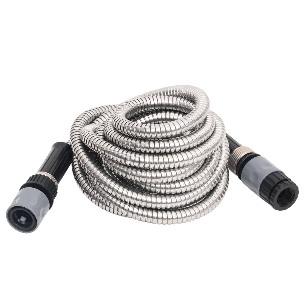Vidaxl Gartenschlauch mit Sprühkopf 0,6'' 22,5 m Edelstahl silber