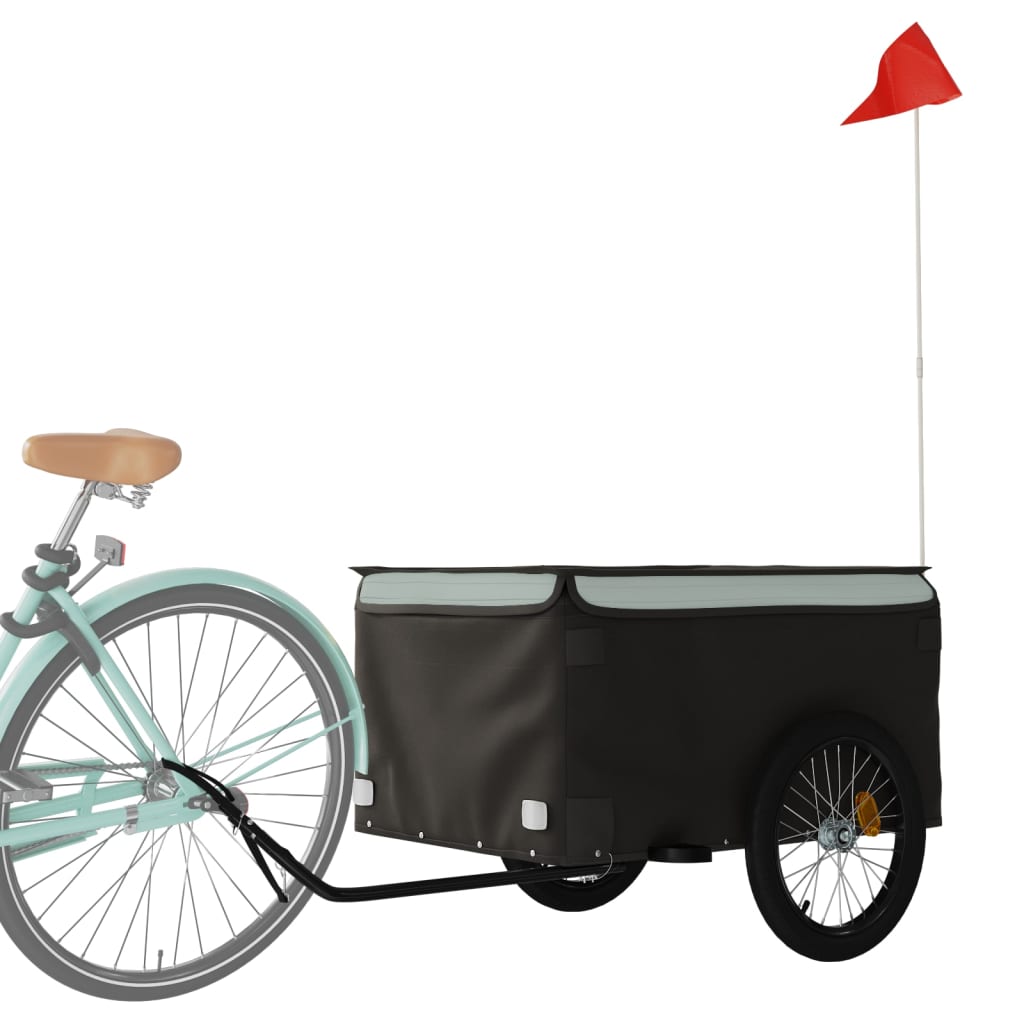 Vidaxxl Fahrradanhänger 45 kg Eisen schwarz und grau