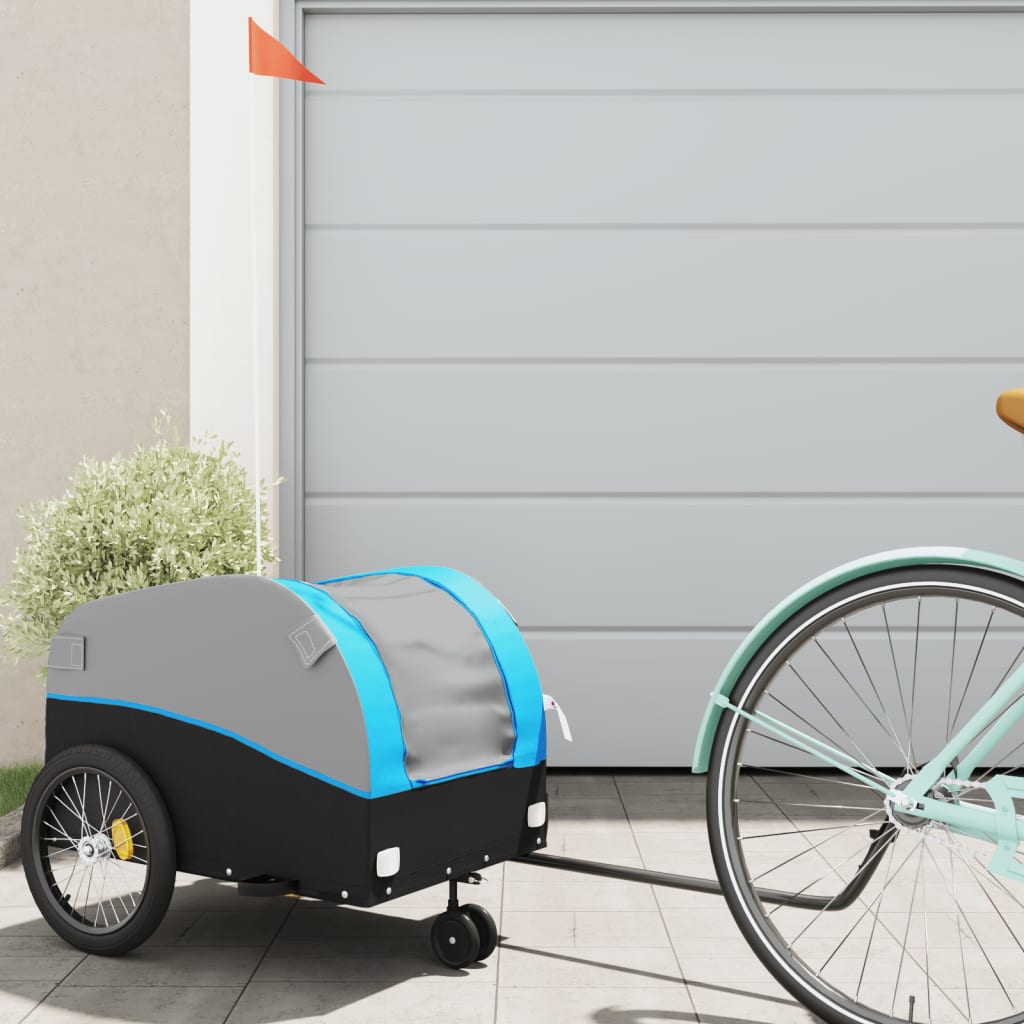 VidaXL Fahrradanhänger 30 kg Eisen schwarz und blau