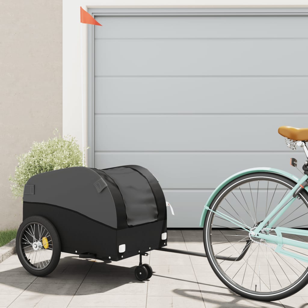 VidaXL Fahrradanhänger 45 kg Eisen schwarz