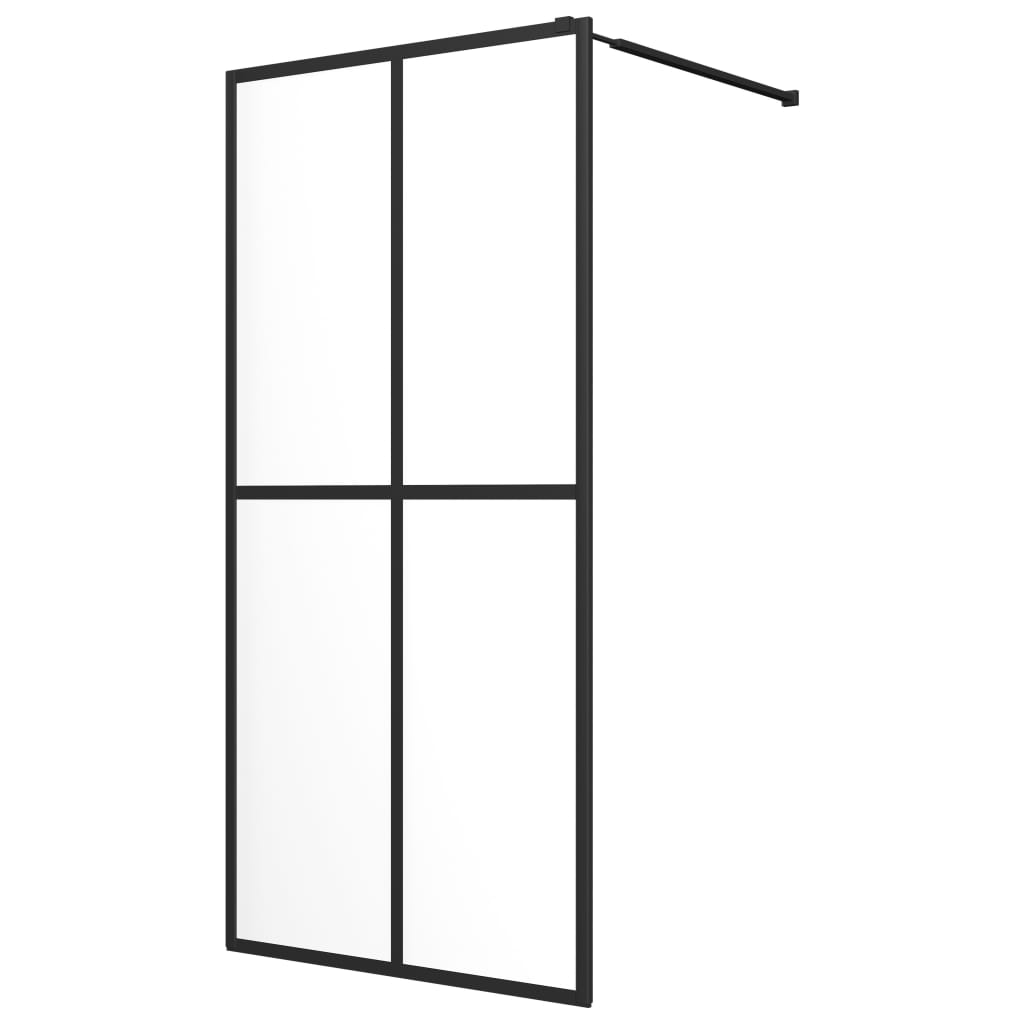 VidaXL Walk-in Duschabtrennung mit Ablage 80x195 cm ESG-Glas Aluminium schwarz