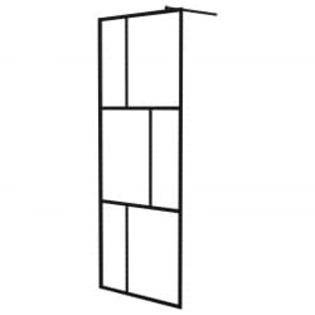 VidaXL Walk-in Duschabtrennung mit Ablage 80x195 cm ESG-Glas Aluminium schwarz