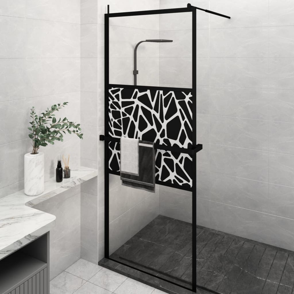 VidaXL Walk-in Duschabtrennung mit Ablage 80x195 cm ESG-Glas Aluminium schwarz
