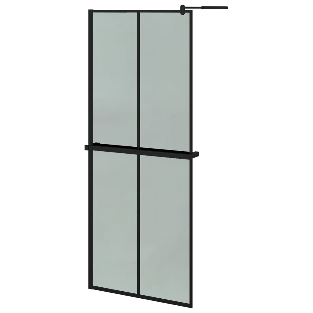VidaXL Walk-in Duschabtrennung mit Ablage 80x195 cm ESG-Glas Aluminium schwarz