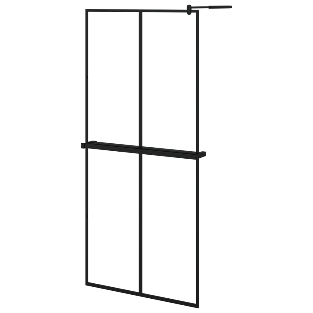 VidaXL Walk-in Duschabtrennung mit Ablage 90x195 cm ESG Glas Aluminium schwarz