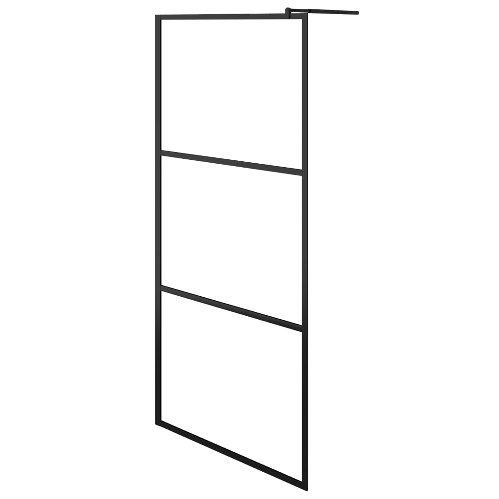 VidaXL Walk-in Duschabtrennung mit Ablage 90x195 cm ESG Glas Aluminium schwarz