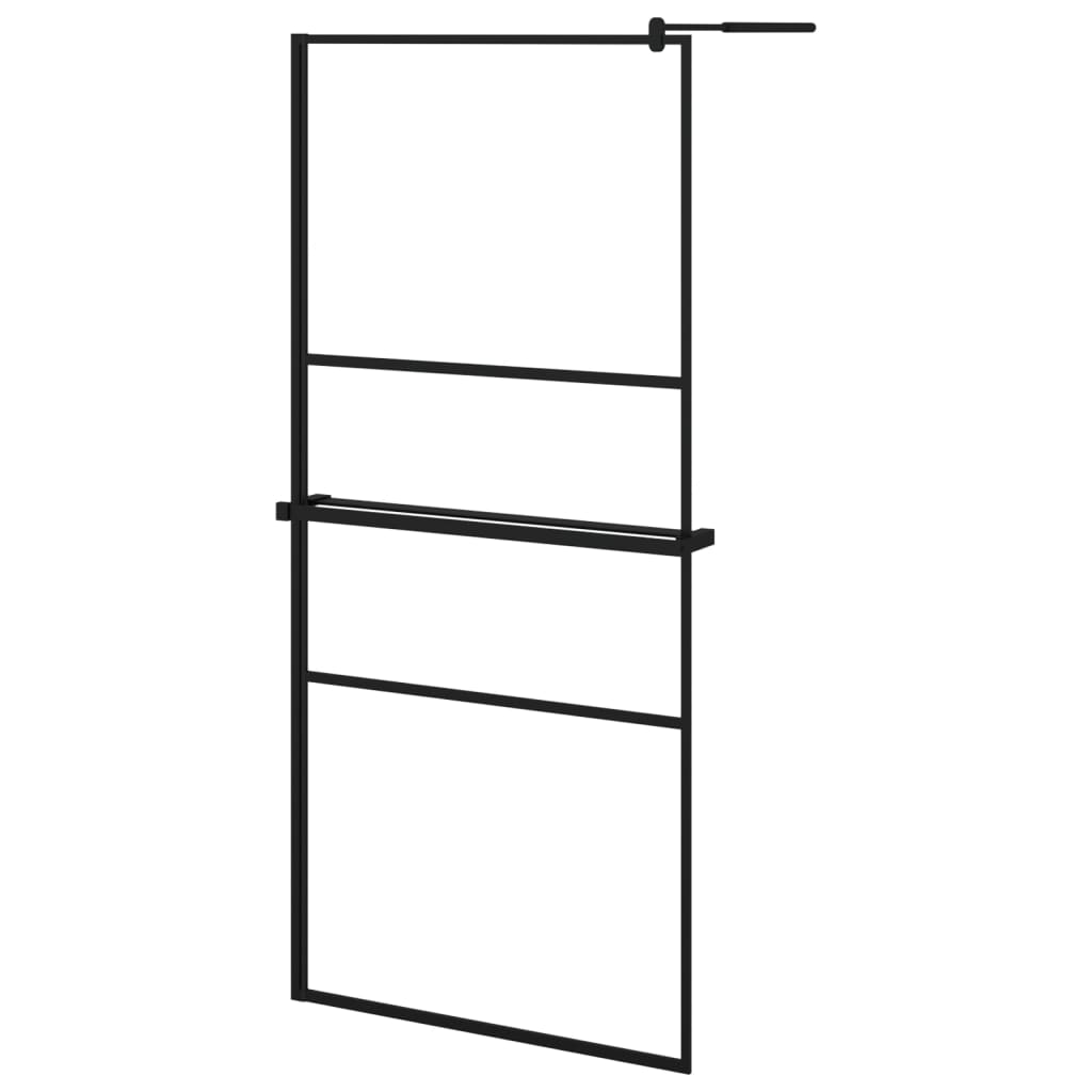 VidaXL Walk-in Duschabtrennung mit Ablage 90x195 cm ESG Glas Aluminium schwarz