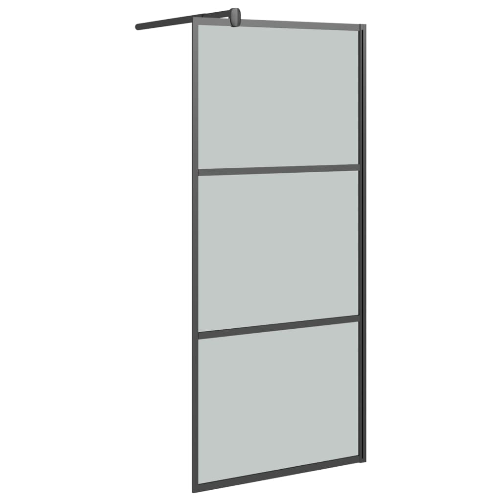 VidaXL Walk-in Duschabtrennung mit Ablage 90x195 cm ESG Glas Aluminium schwarz
