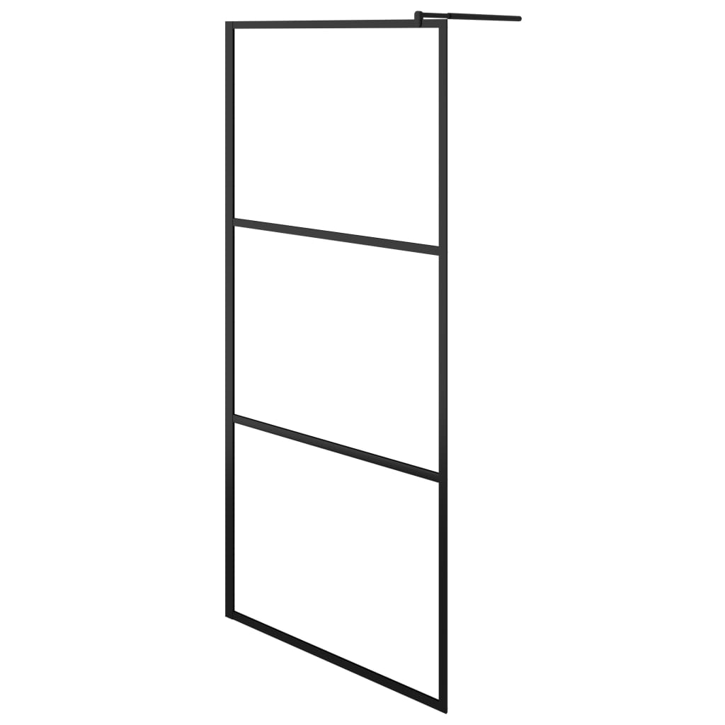 VidaXL Walk-in Duschabtrennung mit Ablage 100x195 cm ESG Glas Aluminium schwarz